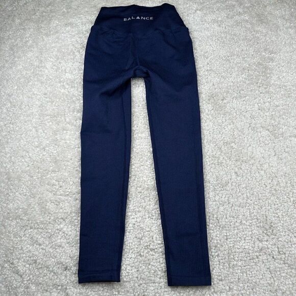 Balance Athletica Linear High Rise Ribbed Seamless Legging Navy Blue - Picture 3 of 12